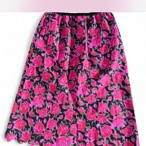 Saks Fifth Avenue Black & Hot Pink Floral A-Line Skirt